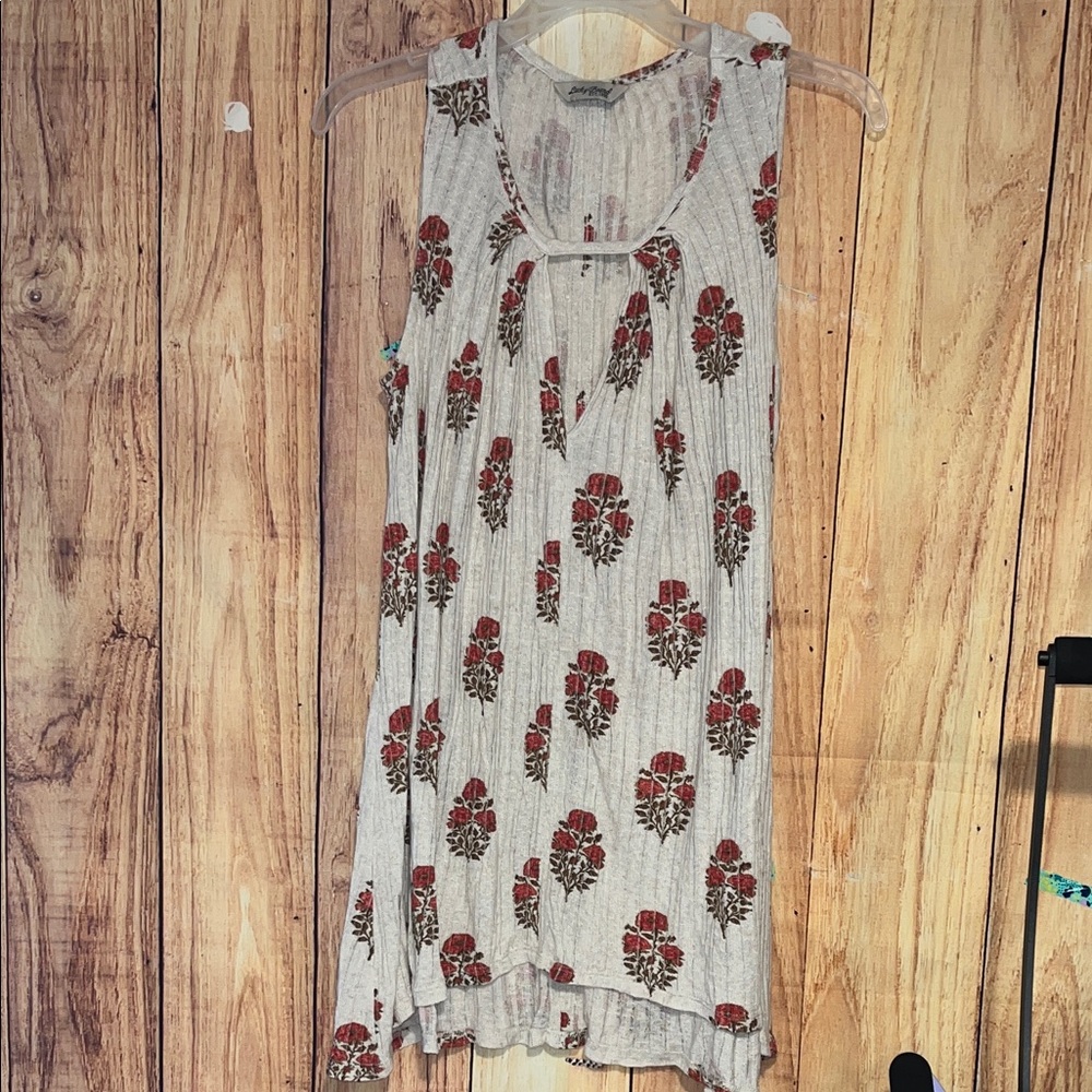 Lucky Brand Floral Tank Top - Cream Orange Red Size Small